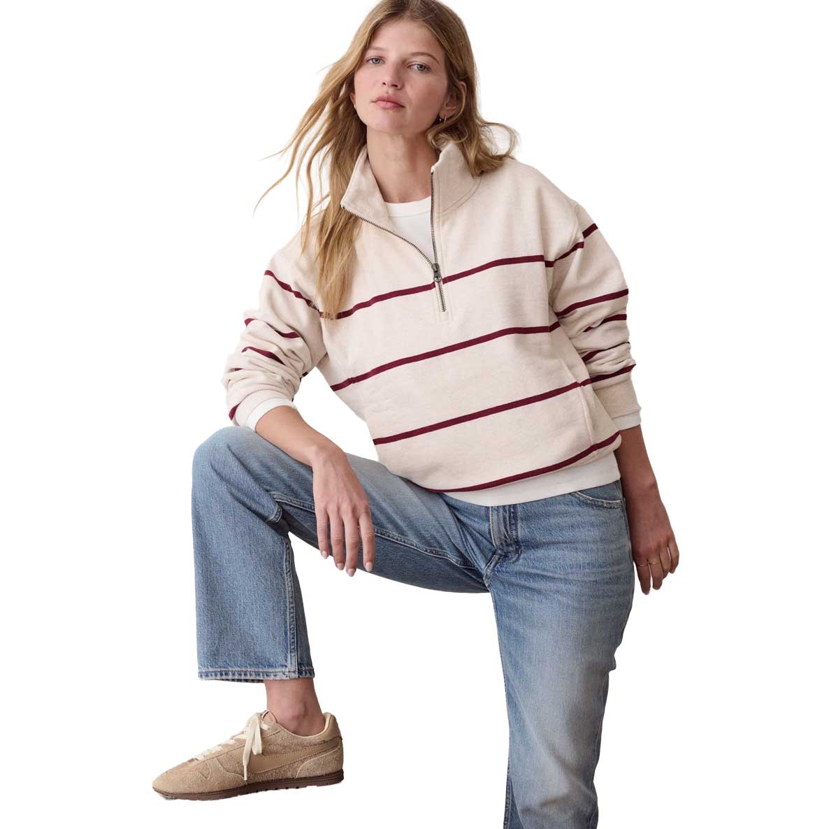 Women's Cloud 9 Fleece 1/2 Zip - Oatmeal/Cabernet