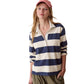 Women's Miracle Jersey Long Sleeve Polo - Navy/Cream