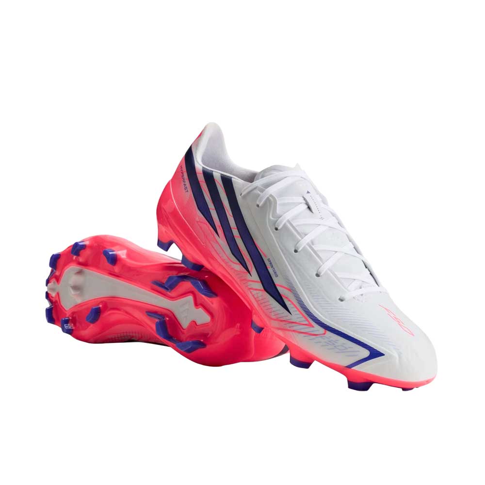F50 Hyperfast League FG Soccer Cleat - Ftwr White/Solar Purple/Solar Turbo - Regular (D)