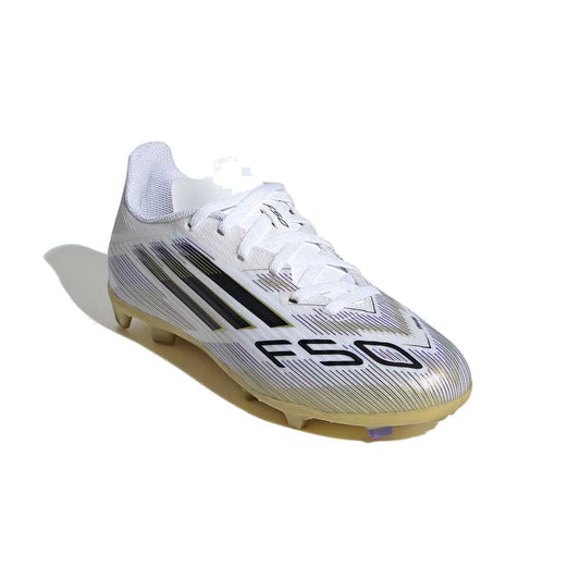 JR F50 League FG/MG Soccer Shoe - Cloud White/Black/Gold Metallic - Regular (D)