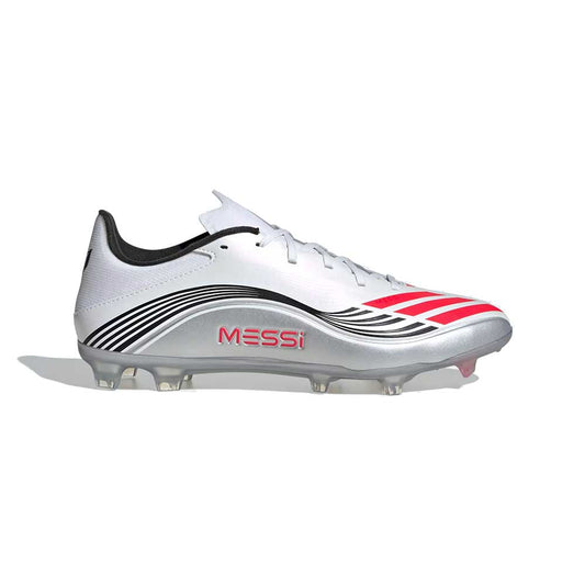 Men's F50 Messi League FG/MG Soccer Cleat - Cloud White/Lucid Red/Silver Met - Regular (D)