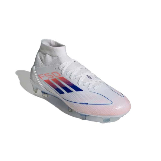 Women's F50 Pro Mid FG Soccer Cleats - Cloud White / Lucid Blue / Solar Red - Regular (B)