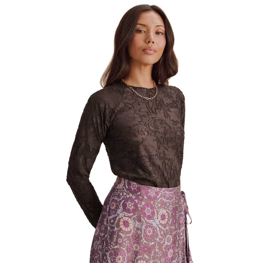 Women's Cecelia Floral Long Sleeve Tee - Java