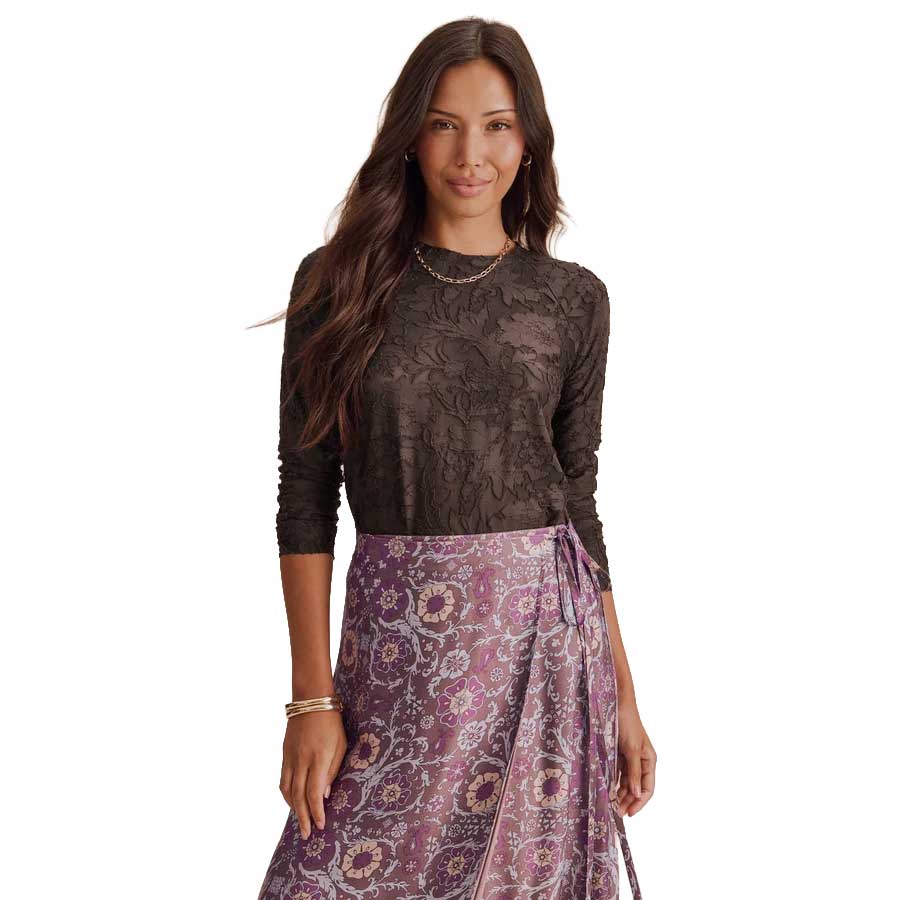 Women's Cecelia Floral Long Sleeve Tee - Java