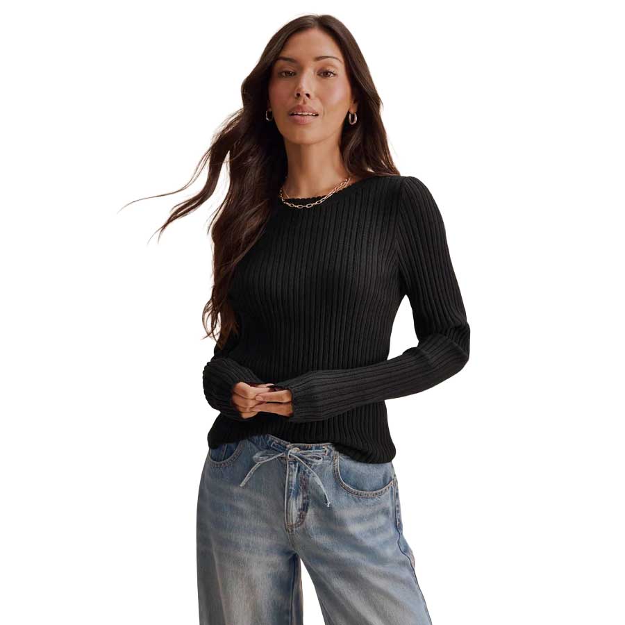 Women's Georgie Pointelle Sweater - Black