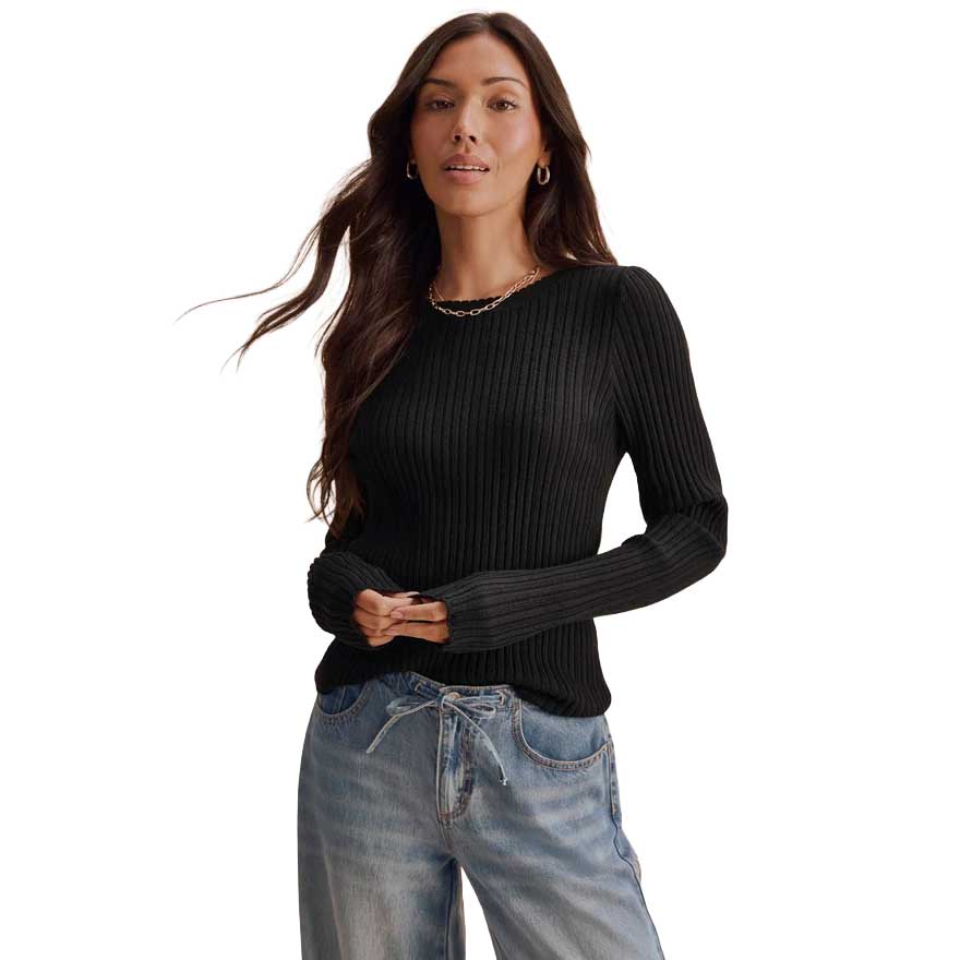 Women's Georgie Pointelle Sweater - Black