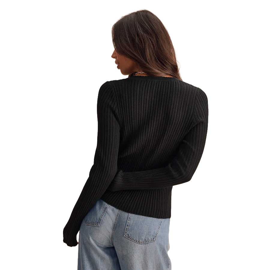 Women's Georgie Pointelle Sweater - Black