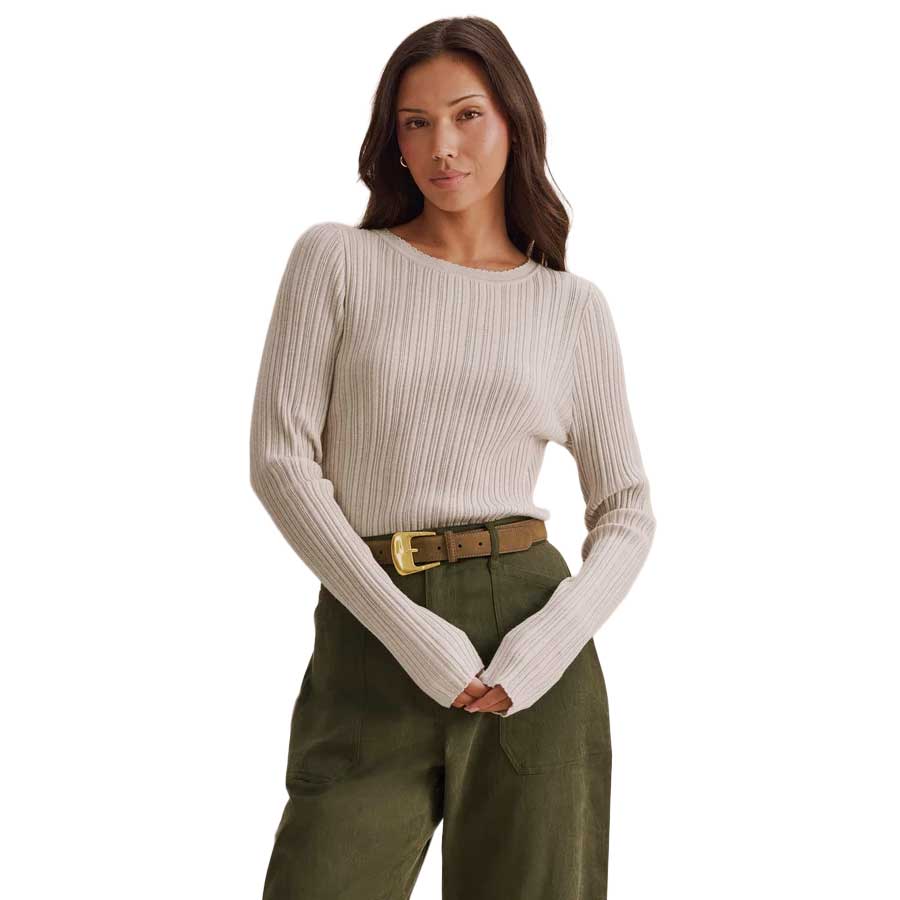 Women's Georgie Pointelle Sweater - Pale Oak Heather