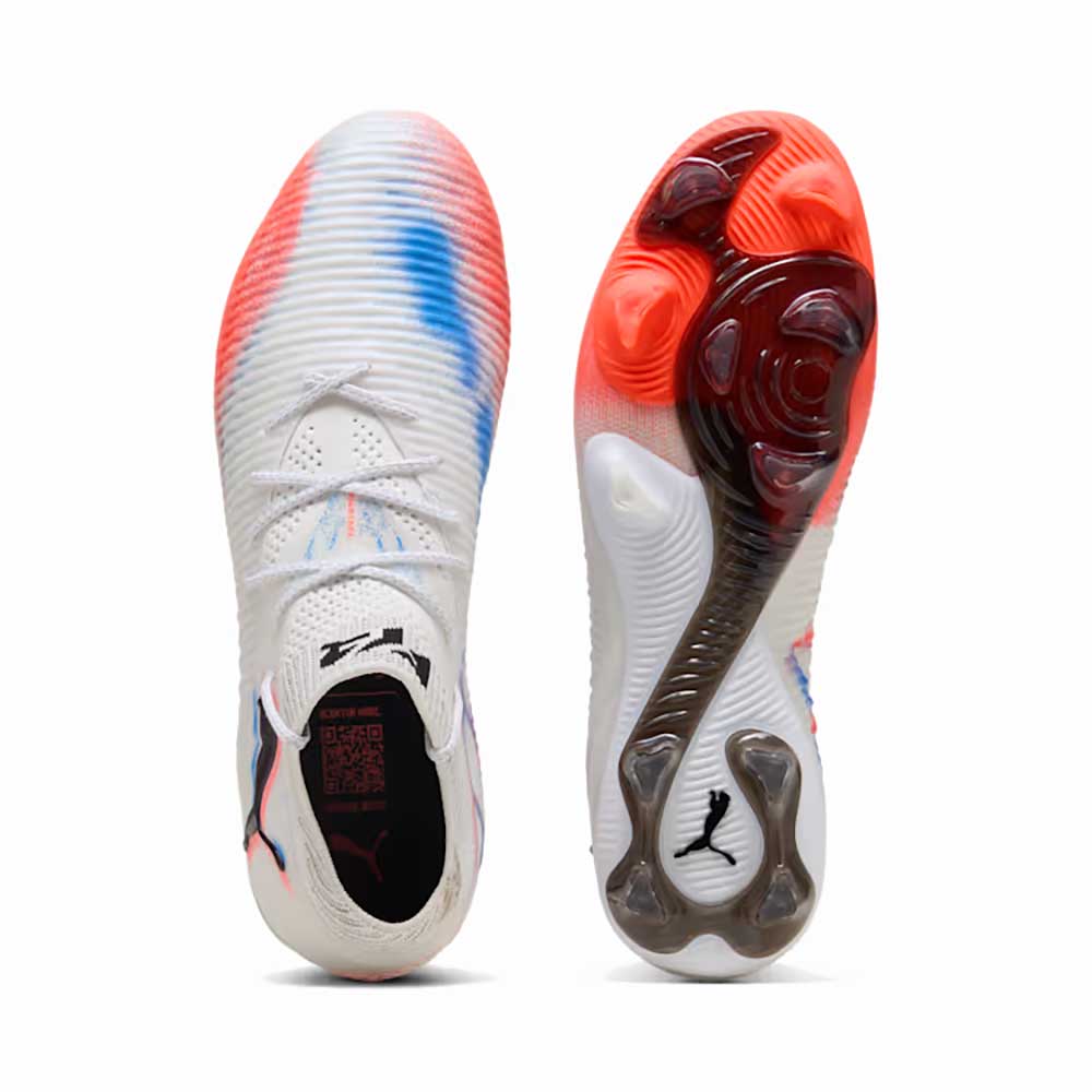 Men's Future 8 Match FG/AG Soccer Cleat - Puma White/Puma Black/Glowing Red - Regular (D)