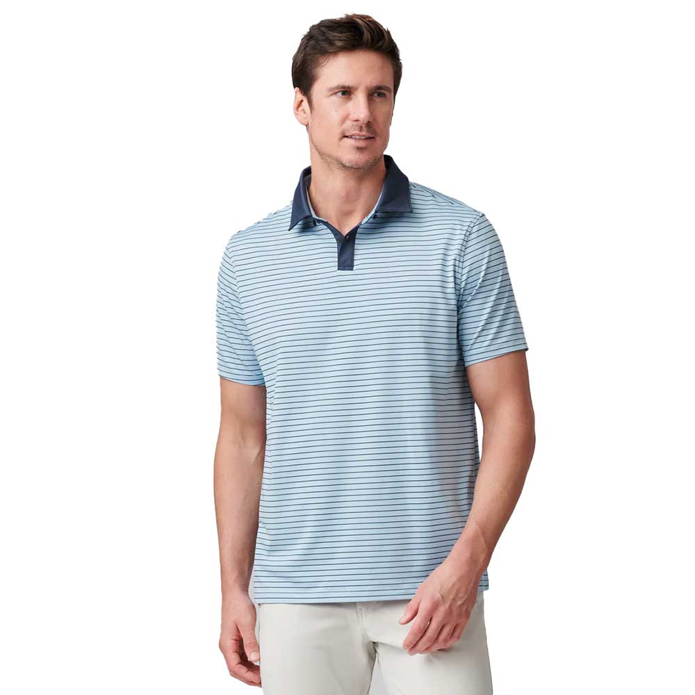 Men's Golf Sport Polo - Misty Blue/Navy Stripe