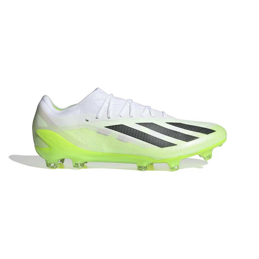 Unisex adidas X CRAZYFAST.1 FG Soccer Shoe - Cloud White/ Core Black/ Lucid Lemon - Regular (D)