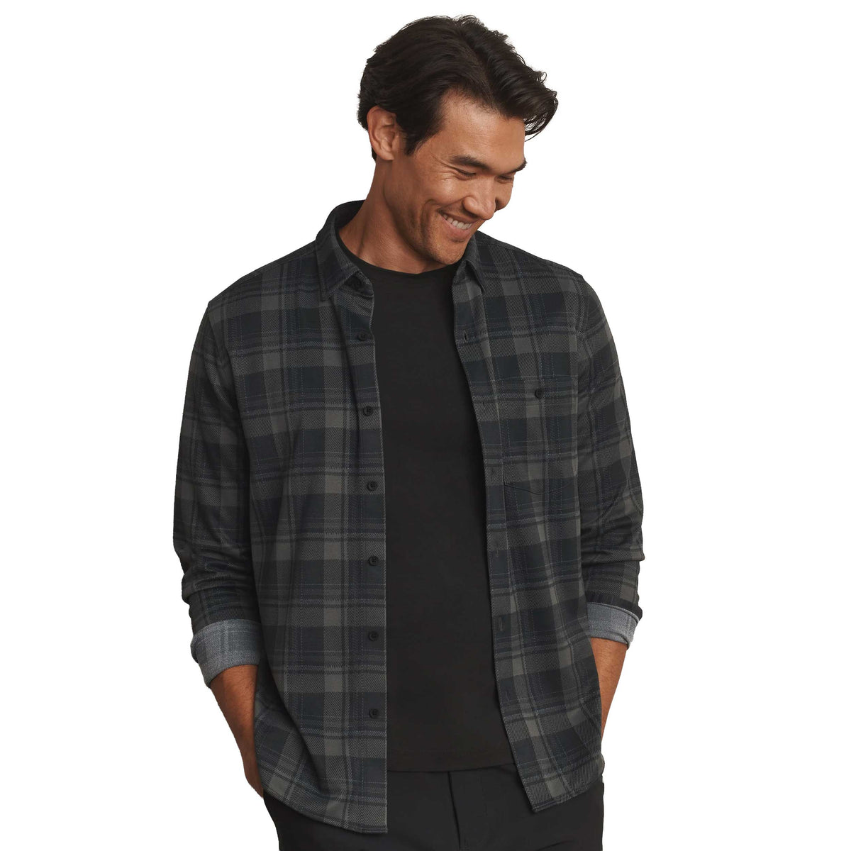 Men's Hardy Flannel Shirt - Pure Black Buffalo Plaid