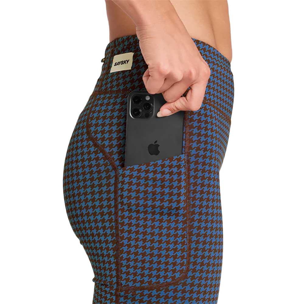Women's Houndstooth Combat+ Short Tights 7" - Blue AOP