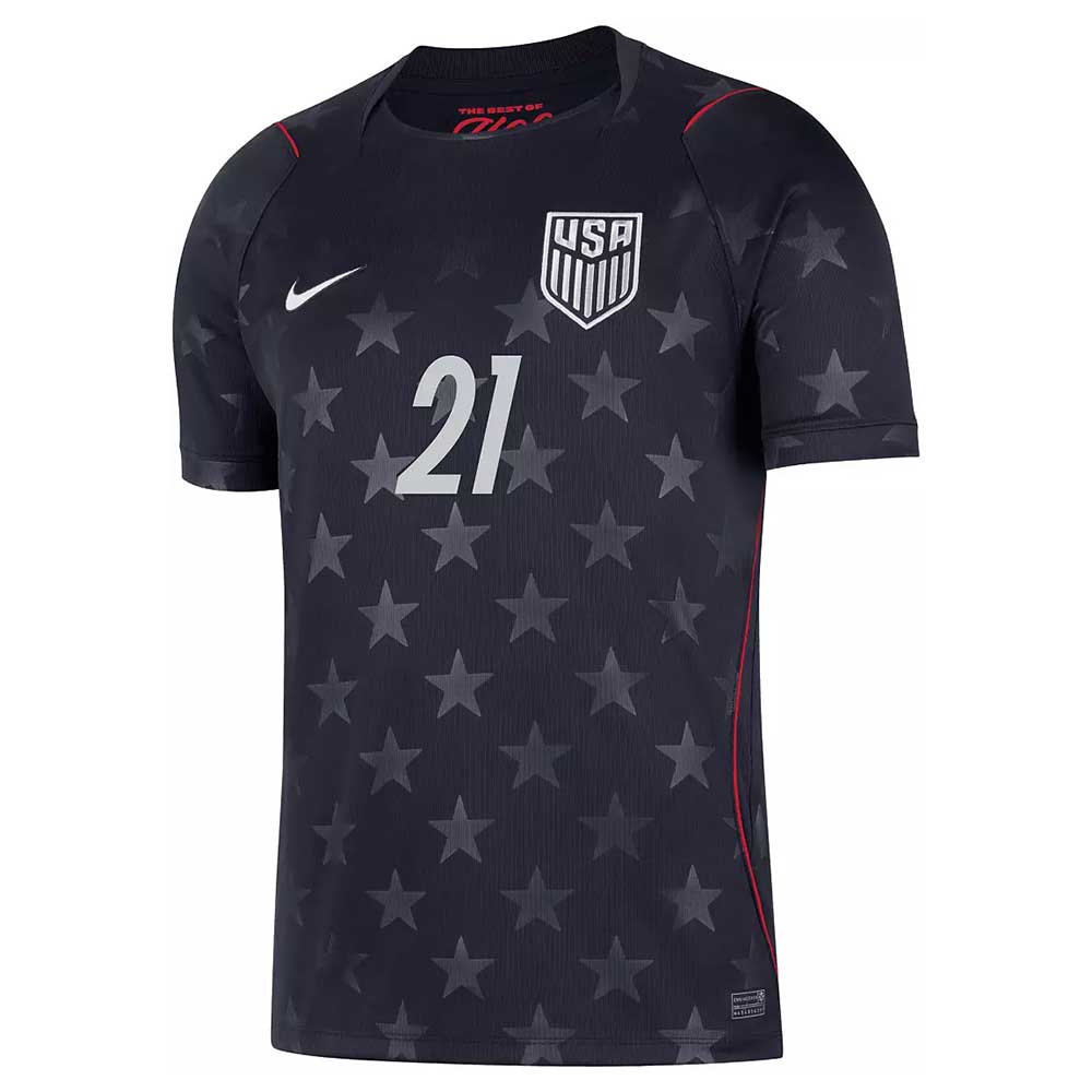 Men's USA DF SS Away Stadium Jersey WEAH #21 - Dark Obsidian/Pure Platinum