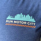 All Gender Run Motor City Poly-Cotton Short Sleeve - Heather Navy/White Foldover Woven Square Patch w/ Light Gray Gazelle