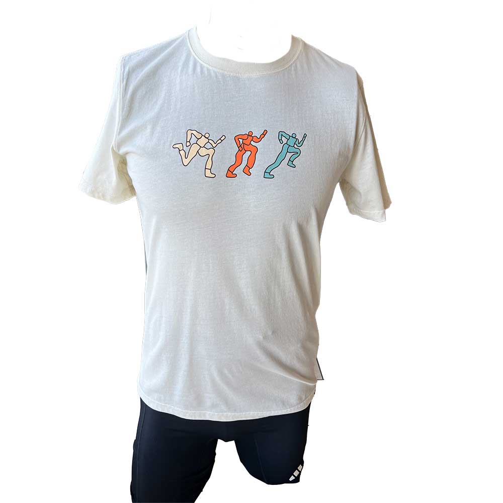 All Gender Runner Trio Poly-Cotton Short Sleeve - Natural/White Foldover Woven Square Patch w/ Light Gray Gazelle
