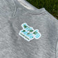 Global Running Day Poly-Cotton Crew - Heather Gray/White Woven Square Patch w/ Light Gray Gazelle