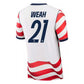 Men's USMNT 2026 Home Jersey WEAH #21 - Sail/Midnight Navy/Midnight Navy