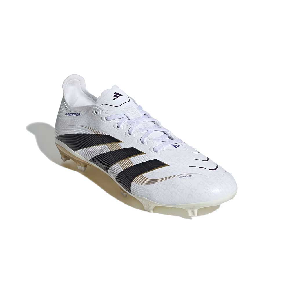 Predator League FG/MG Soccer Cleat - Cloud White/Core Black/Gold Metallic - Regular (D)