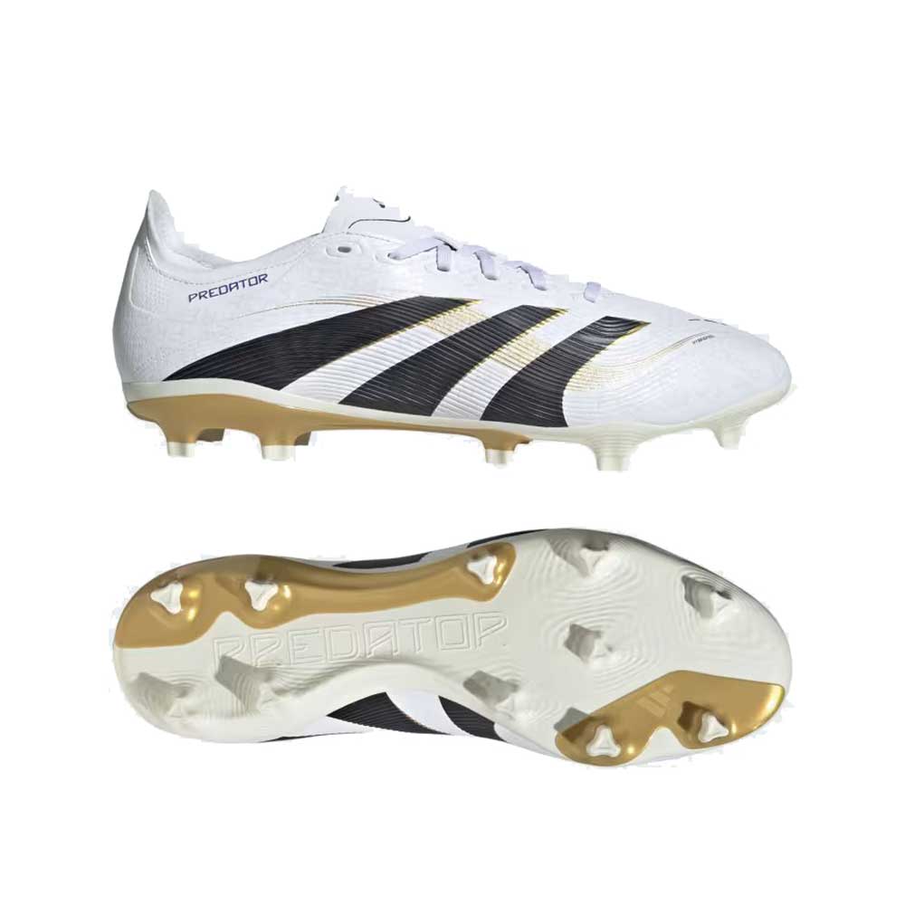 Predator League FG/MG Soccer Cleat - Cloud White/Core Black/Gold Metallic - Regular (D)