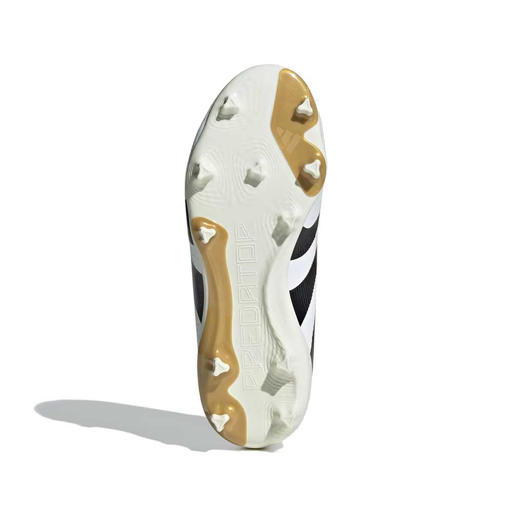 JR Predator League FG/MG Soccer Cleat - Cloud White/Core Black/Gold Metallic - Regular (D)