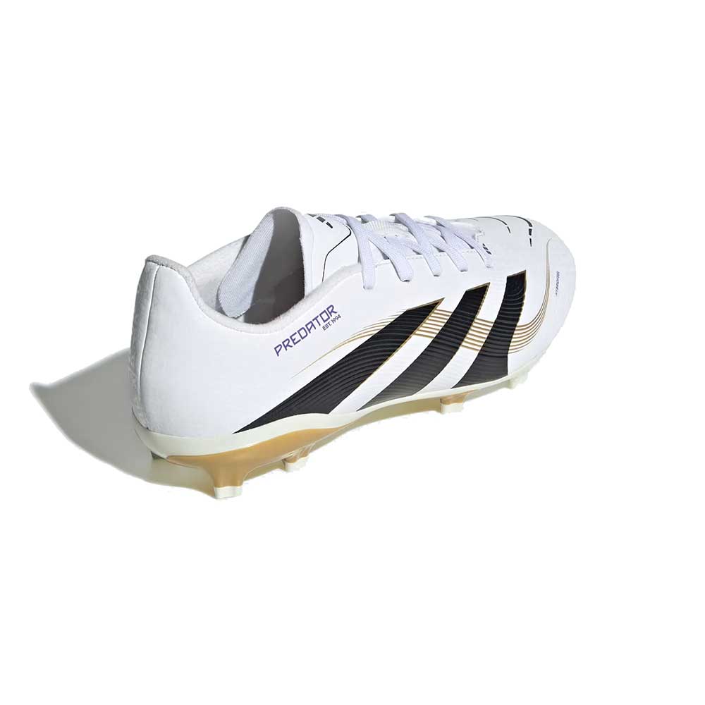 JR Predator League FG/MG Soccer Cleat - Cloud White/Core Black/Gold Metallic - Regular (D)