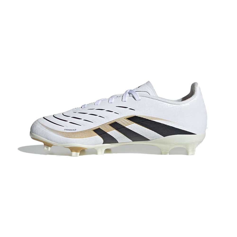JR Predator League FG/MG Soccer Cleat - Cloud White/Core Black/Gold Metallic - Regular (D)
