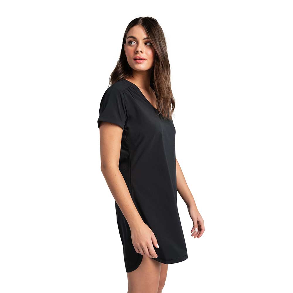 Women's Olive V-Neck Dress - Black
