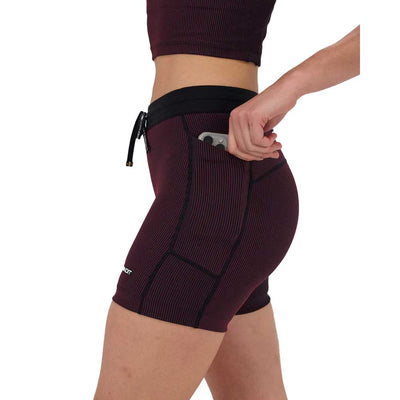 Women's Striped Cadence 5" Compression Short - Black/Fig