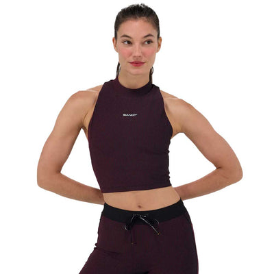 Women's Striped Cadence Mockneck Race Crop - Black/Fig