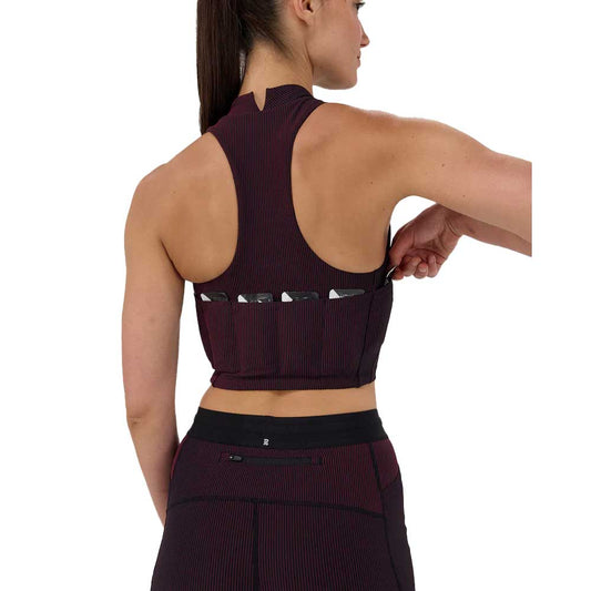 Women's Striped Cadence Mockneck Race Crop - Black/Fig