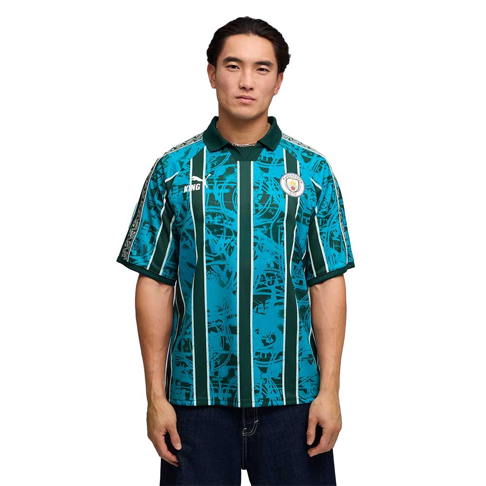 MCFC King Retro Jersey - Tropical Blue/Deep Navy