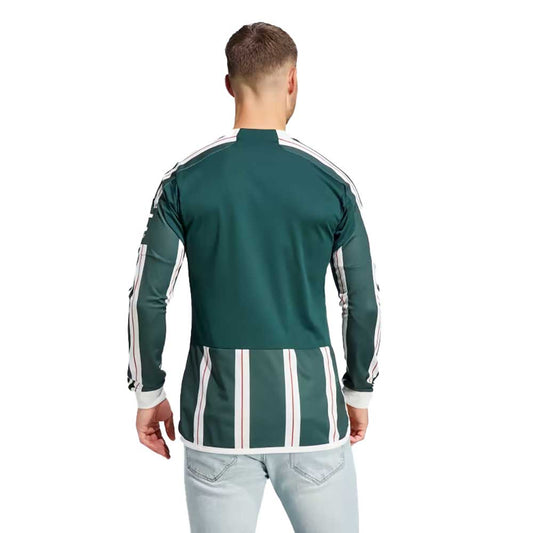 Men's Manchester United 23/24 Long Sleeve Away Jersey - Green Night/ Core White/ Active Maroon