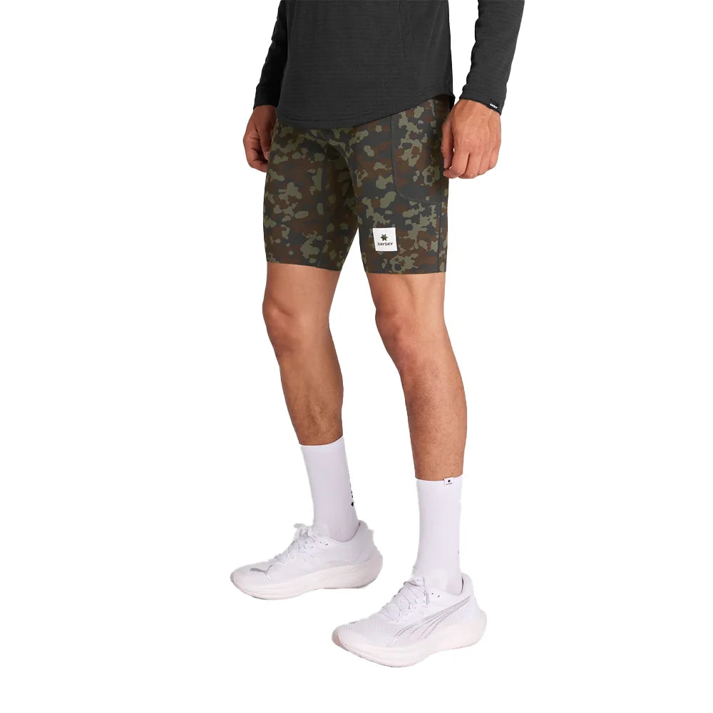 Men's Camo Combat+ Short Tights 9" - Brown AOP
