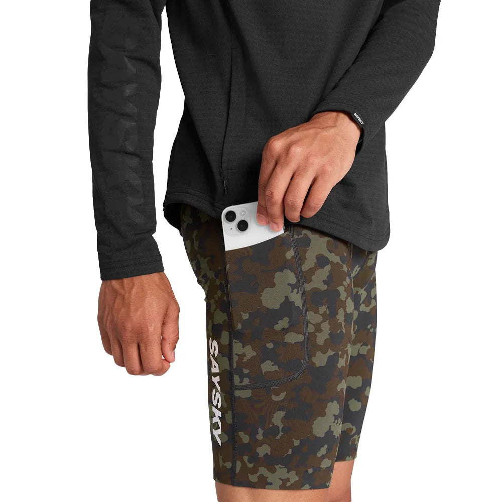 Men's Camo Combat+ Short Tights 9" - Brown AOP