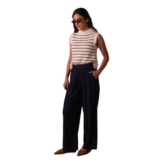 Women's Leukos Linen Blend Trouser - Navy