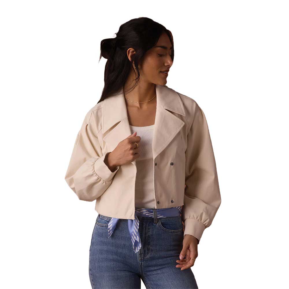 Women's Gia Lapel Cropped Jacket - Chalk