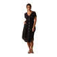 Women's Deep V Button Thru Dress - Black