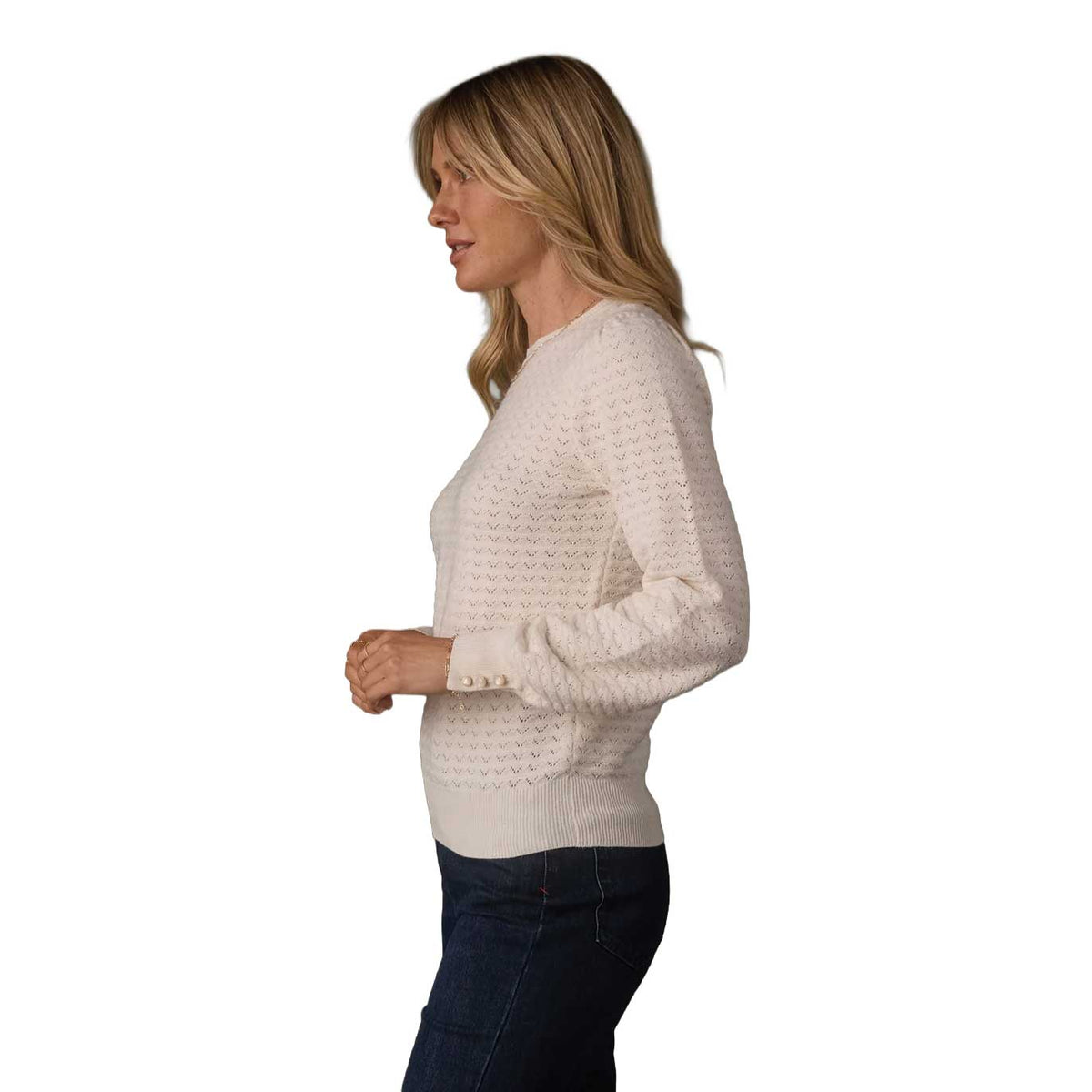 Women's Olivia Pointelle Crew Sweater - Cream