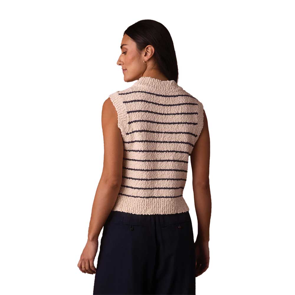 Women's Louise Knit Tank - Cream/Navy Stripe