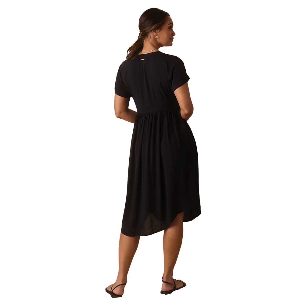 Women's Deep V Button Thru Dress - Black