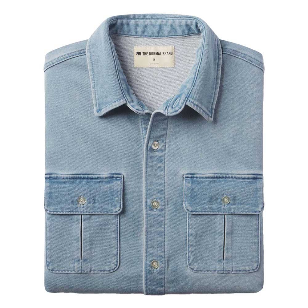 Men's Comfort Terry Jean Shirt Jacket - Light Wash