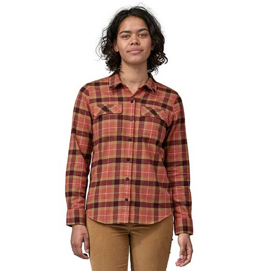Women's Long-Sleeved Organic Cotton Midweight Fjord Flannel Shirt - Vista: Burl Red