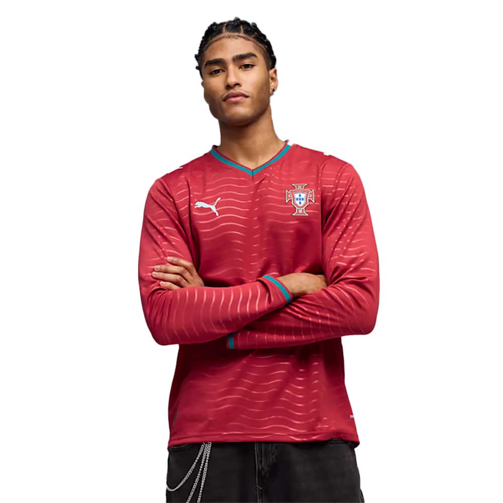 Portugal Long Sleeve Replica Home Jersey - Club Red/Green Lagoon