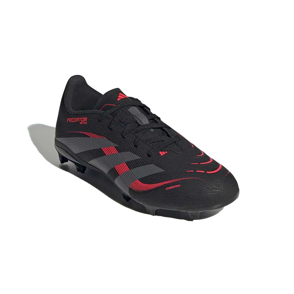 JR Predator League FG Soccer Cleat - Core Black/Grey Four/Lucid Red - Regular (D)