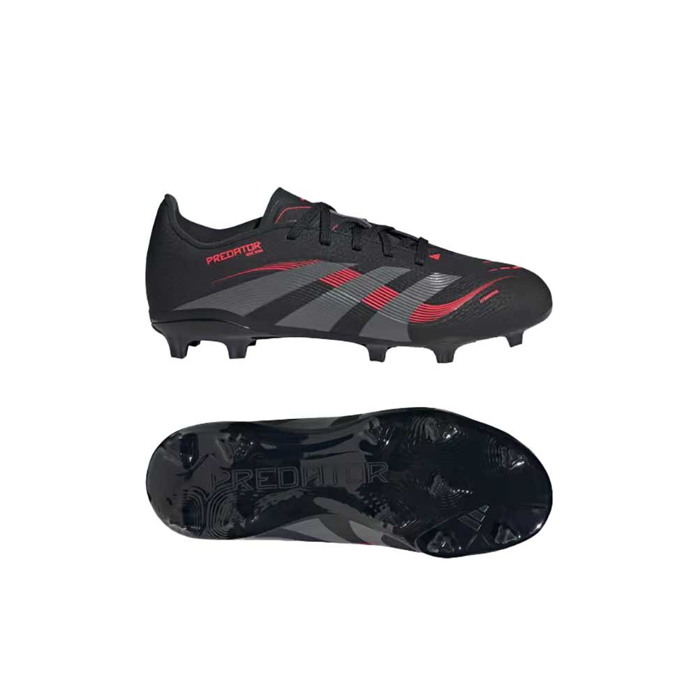 JR Predator League FG Soccer Cleat - Core Black/Grey Four/Lucid Red - Regular (D)