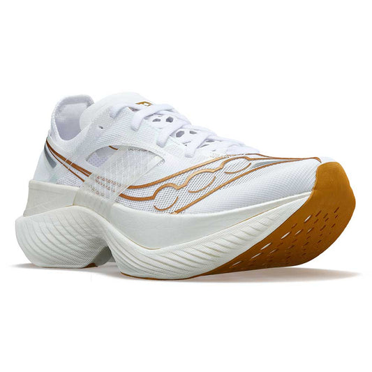 Women's Endorphin Elite Running Shoe- White/Gold- Regular (B)