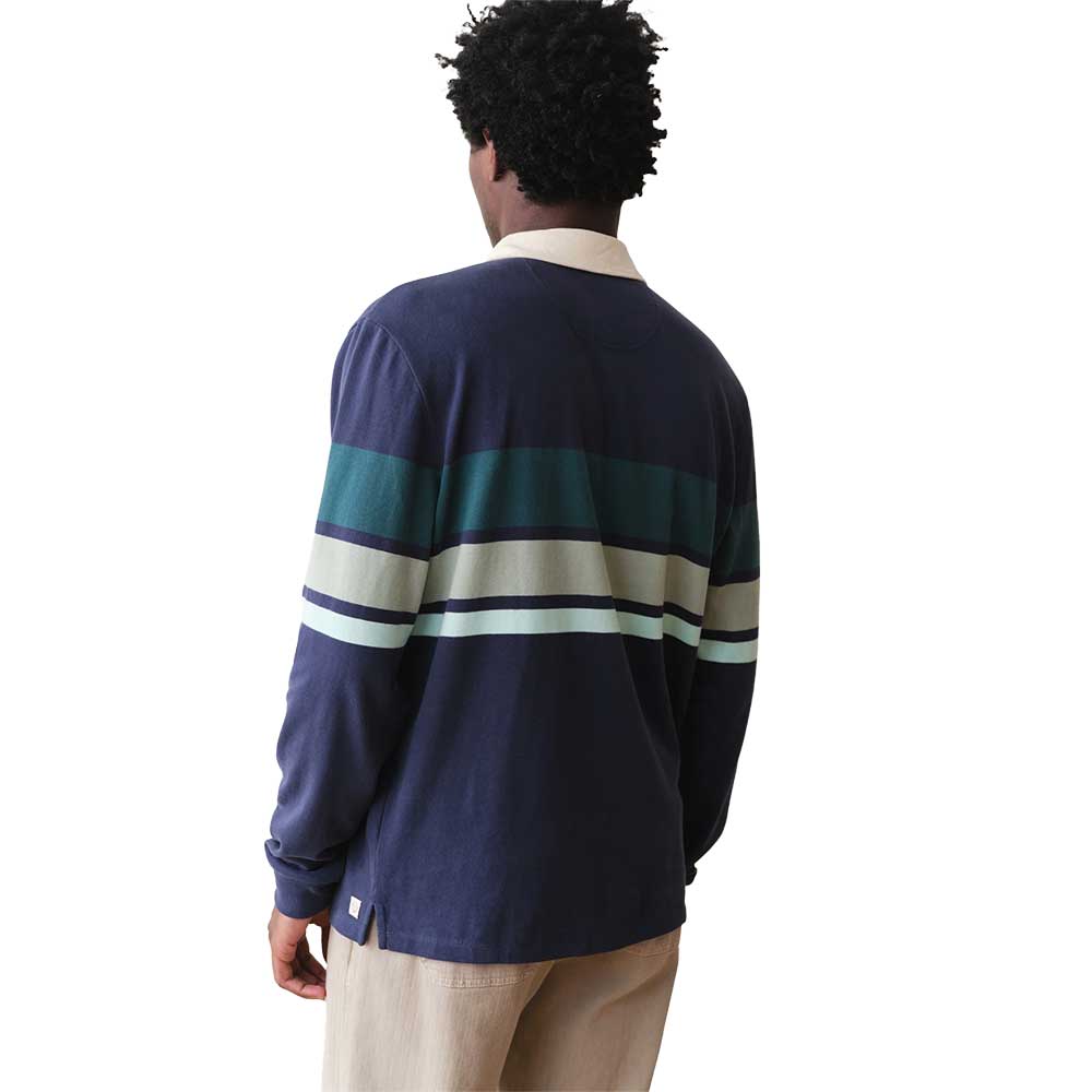 Men's Sueded Rugby Polo - Navy/Green Stripe