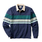 Men's Sueded Rugby Polo - Navy/Green Stripe