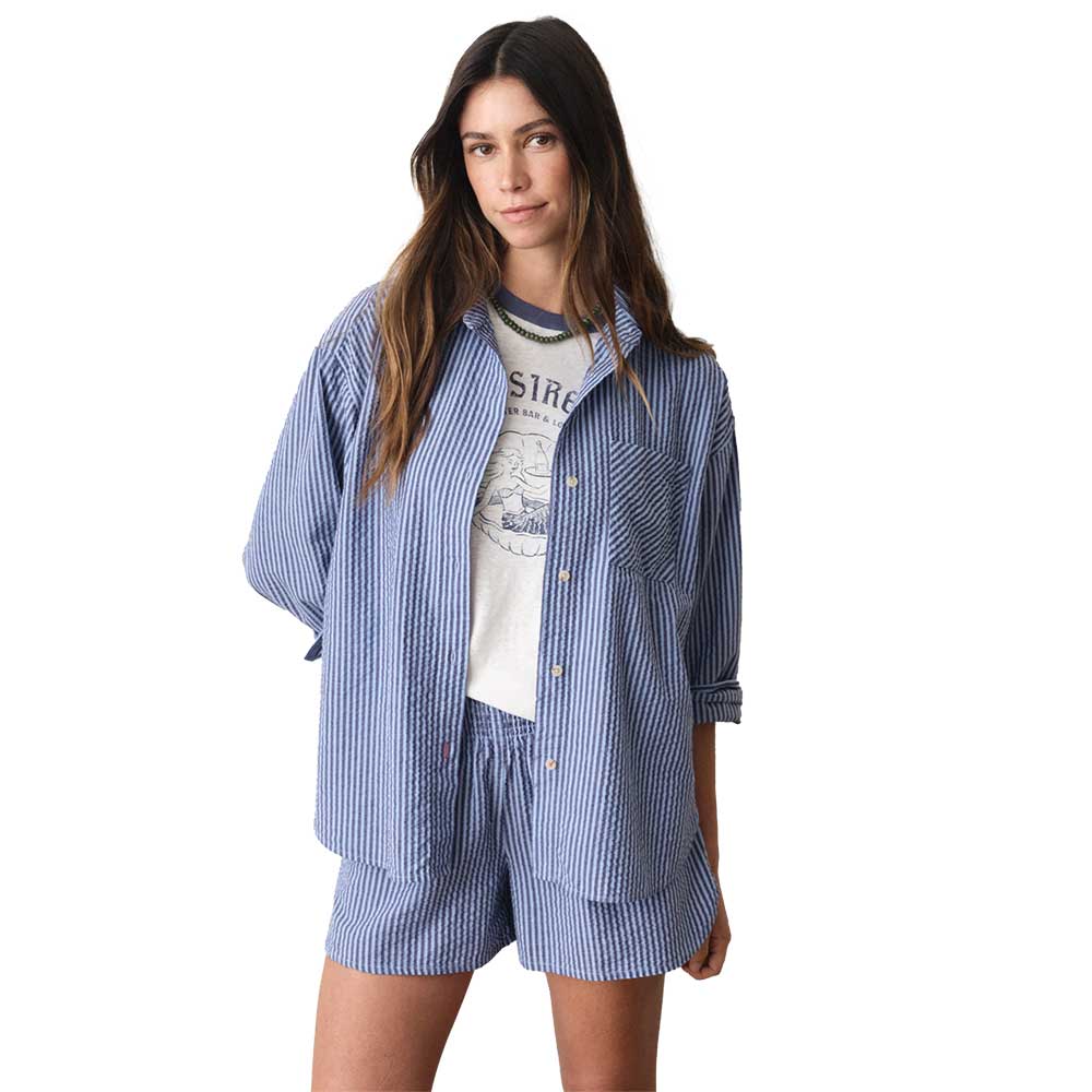 Women's Isla Seersucker Short - Bay Blue Stripe